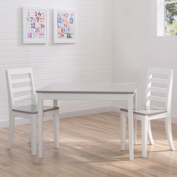 Delta Children 3-piece Grey and White Table and Chairs Set - Multi