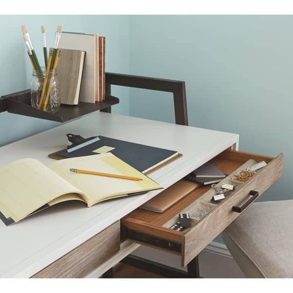 Shop Universal Myroom Grey Parchment Elm Veneer Wood Desk Free