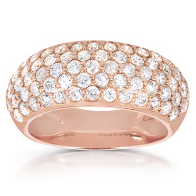 Annello by Kobelli 14k Rose Gold 1 1/4ct TDW Pave-set Diamond Dome Wide Band