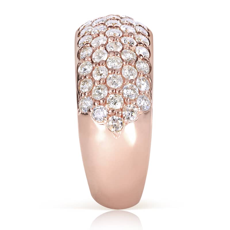 Annello by Kobelli 14k Rose Gold 1 1/4ct TDW Pave-set Diamond Dome Wide Band