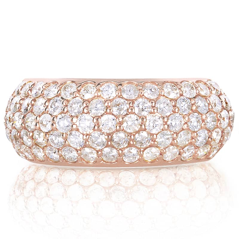 Annello by Kobelli 14k Rose Gold 1 1/4ct TDW Pave-set Diamond Dome Wide Band