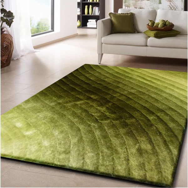 Gradient Waves of Green 3dimensional Shag Area Rug 8' x