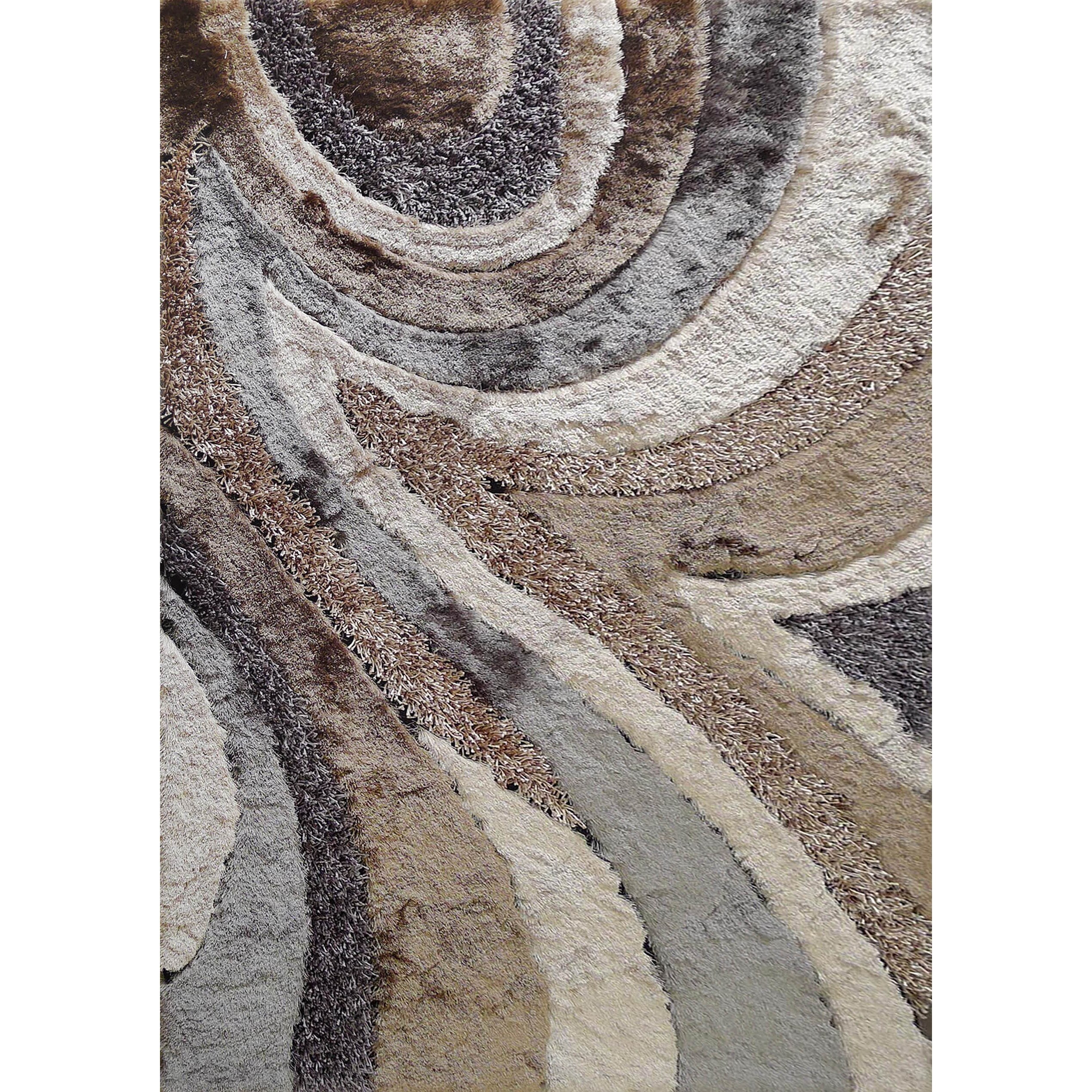 Beige Brown Silver Grey Polyester Hand Tufted Area Rug 5 X 7