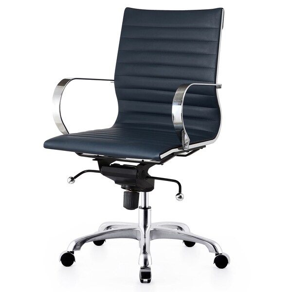 Shop M365 Navy Blue Vegan Leather Office Chair Free