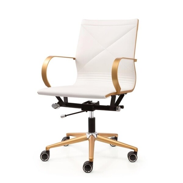 Shop M365 Vegan Leather Office Chair Gold White On Sale Ships