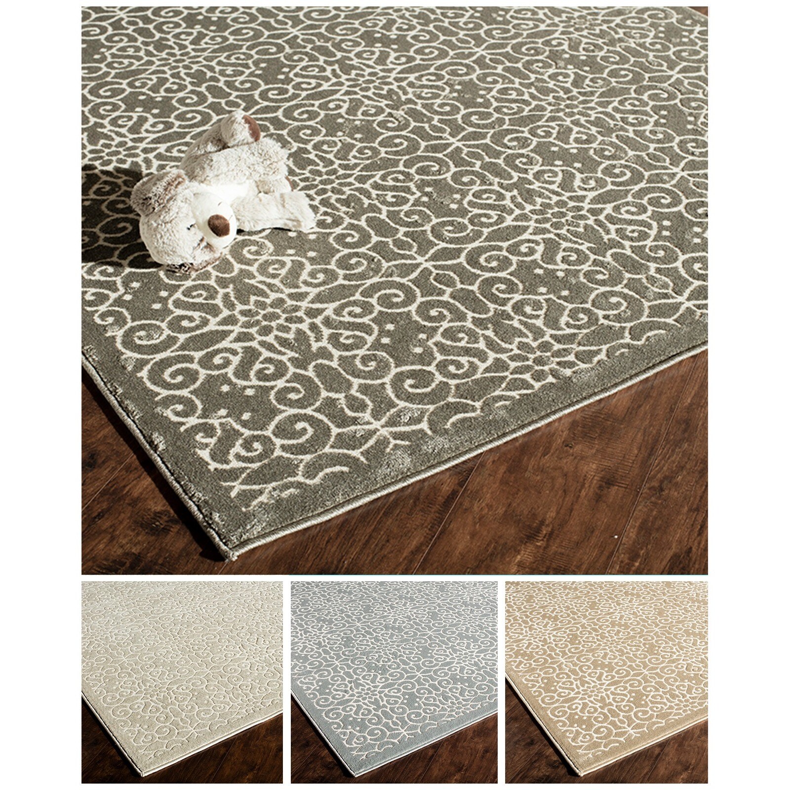 Riley Collection Tan Grey Light Blue Cream Area Rug 5 X 8 Overstock 12807599