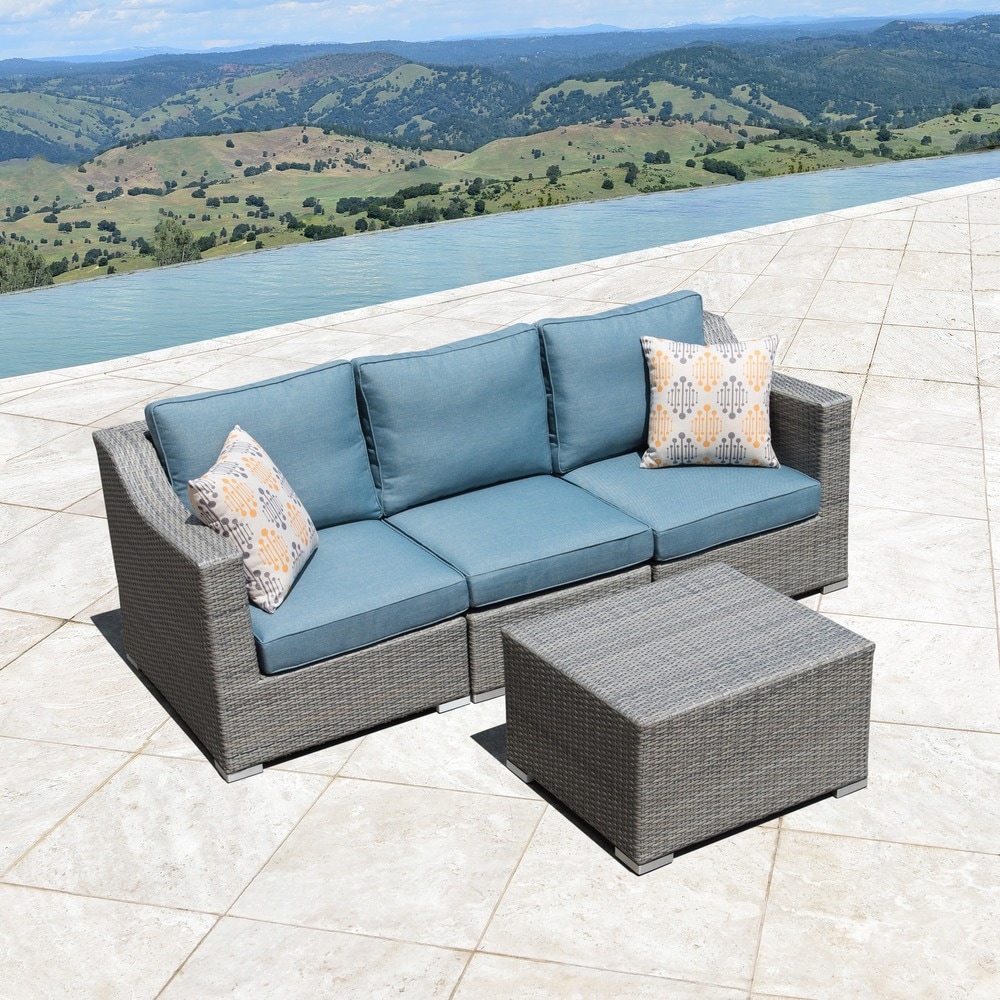 Corvus Martinka Aluminum Outdoor 4-piece Grey Wicker Sofa Grey 4-Piece