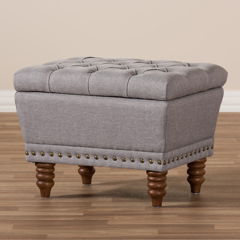 Copper Grove Crowe Modern Grey Upholstered Tufted Storage Ottoman