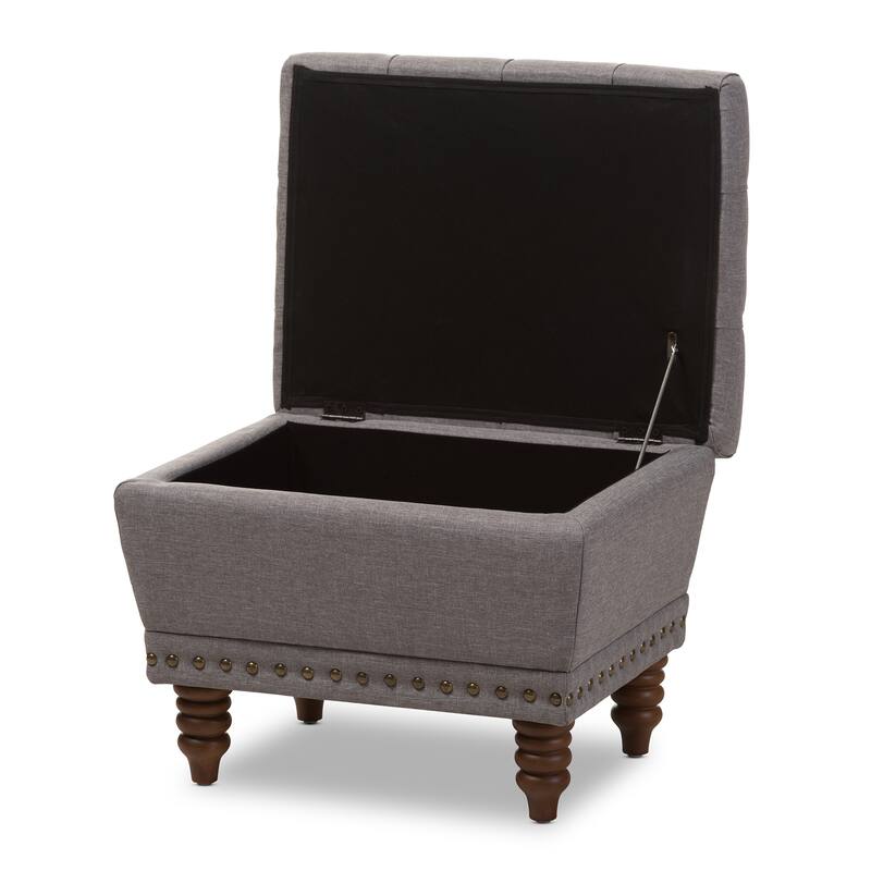 Copper Grove Crowe Modern Grey Upholstered Tufted Storage Ottoman