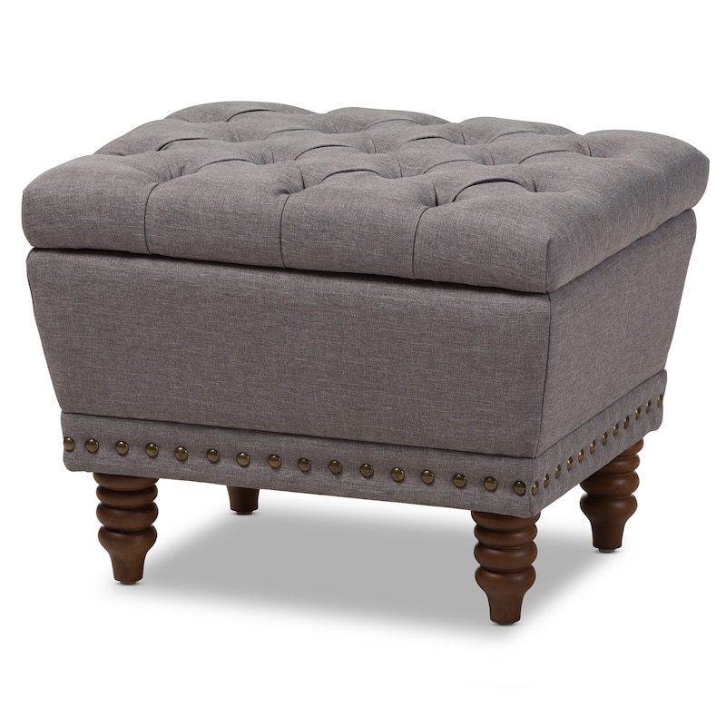 Copper Grove Crowe Modern Grey Upholstered Tufted Storage Ottoman