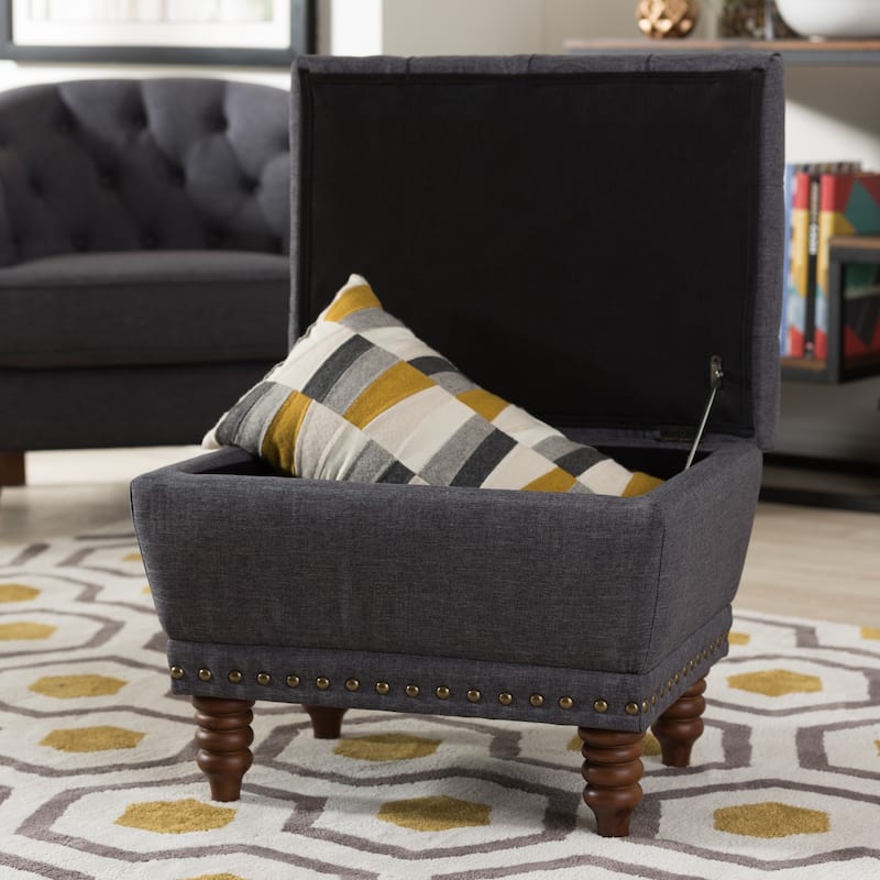 Copper Grove Crowe Modern Grey Upholstered Tufted Storage Ottoman