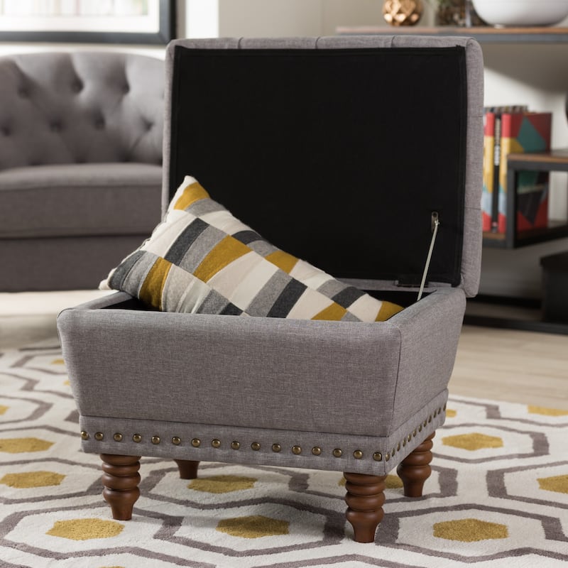 Copper Grove Crowe Modern Grey Upholstered Tufted Storage Ottoman