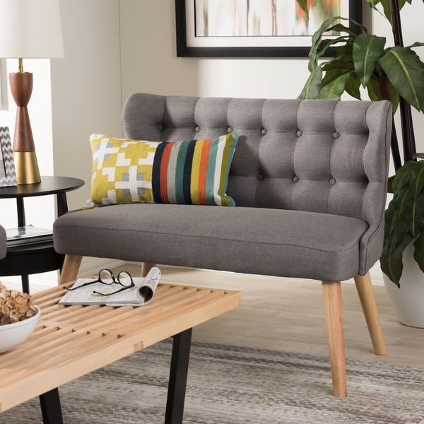 Baxton Studio Parthenia Mid Century Modern Grey Settee Loveseat