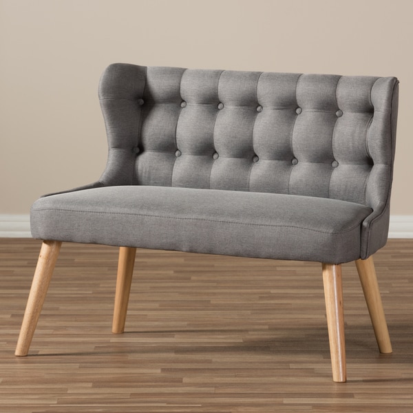 Baxton Studio Parthenia Mid Century Modern Grey Settee Loveseat