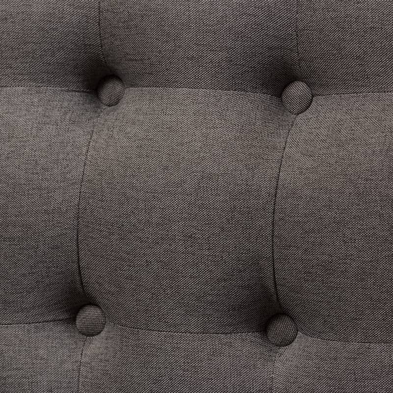 Baxton Studio Parthenia Mid-Century Modern Grey Fabric and Natural Wood Finishing 3-Seater Settee Bench