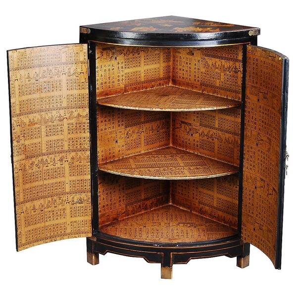 Shop Handmade Marietta Black And Gold Storage Corner Cabinet