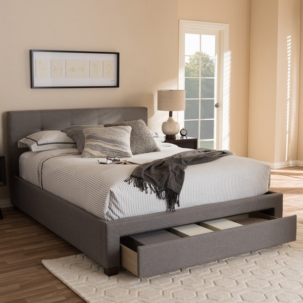 Contemporary Fabric Storage Platform Bed by Baxton Studio Free