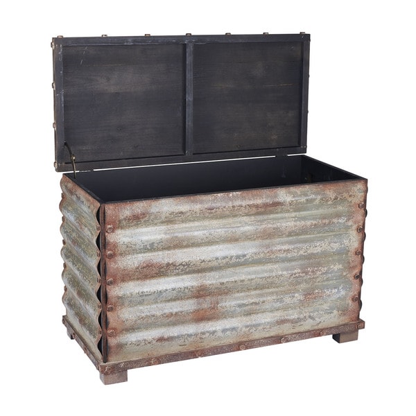Carbon Loft Crum Grey/Black Corrugated Metal Storage Chest