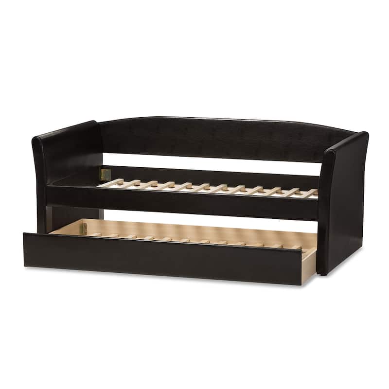 Baxton Studio Camino Upholstered Daybed with Guest Trundle -Twin