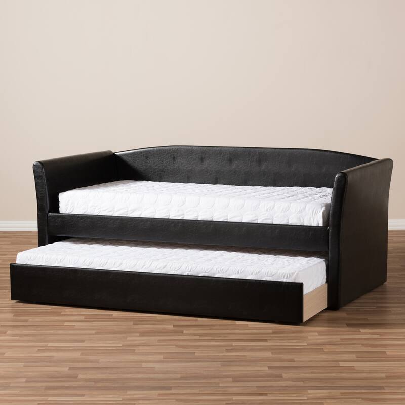 Baxton Studio Camino Upholstered Daybed with Guest Trundle -Twin