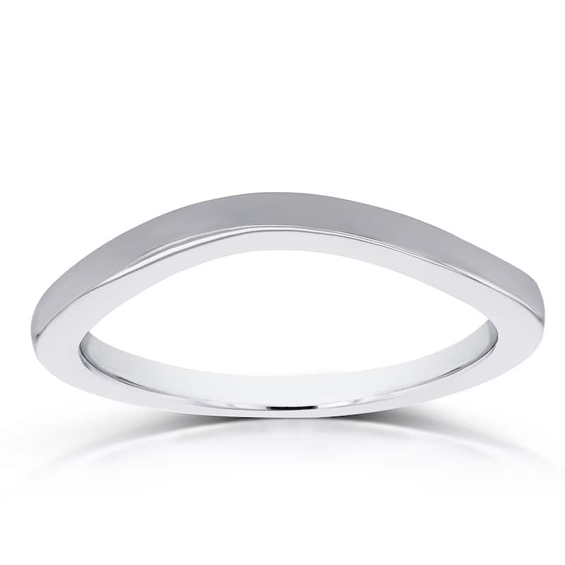 Annello by Kobelli 14k White Gold Curved Shadow Wedding Band - 4