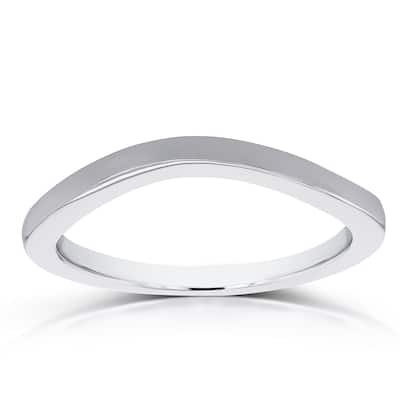 Annello by Kobelli 14k White Gold Curved Shadow Wedding Band