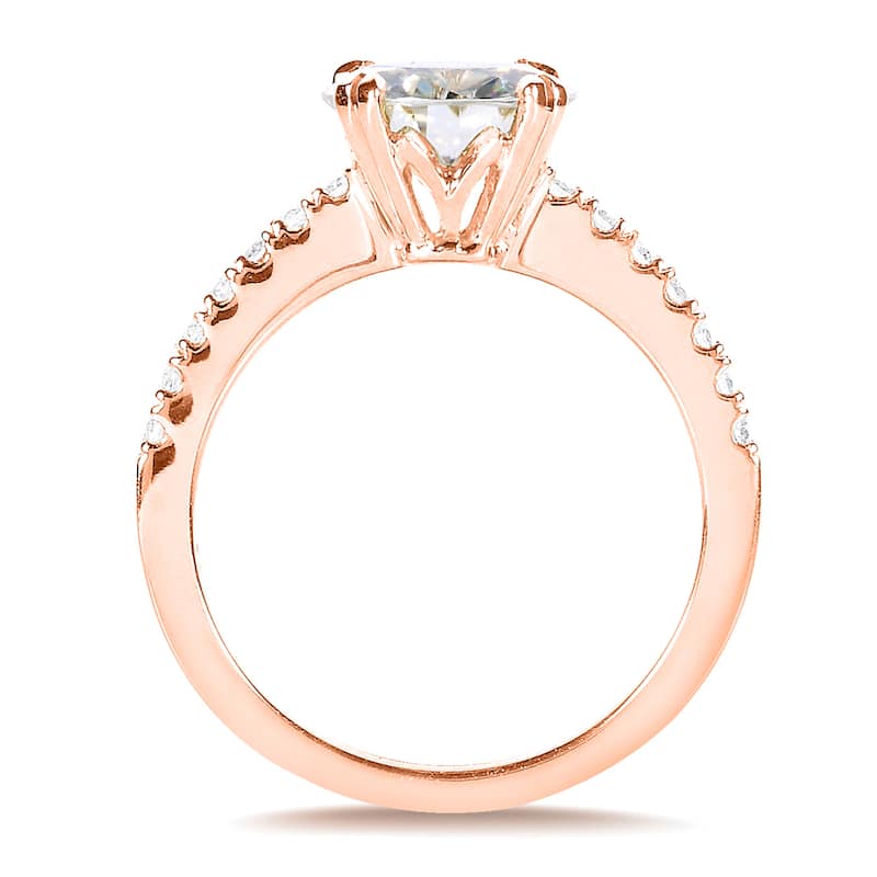 Annello by Kobelli 14k Rose Gold 2 1/10ct TGW Round Moissanite and Diamond Traditional Engagement Ring