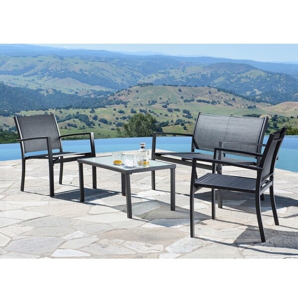 Corvus Antonio Outdoor 4-piece Sling Fabric Chat Set