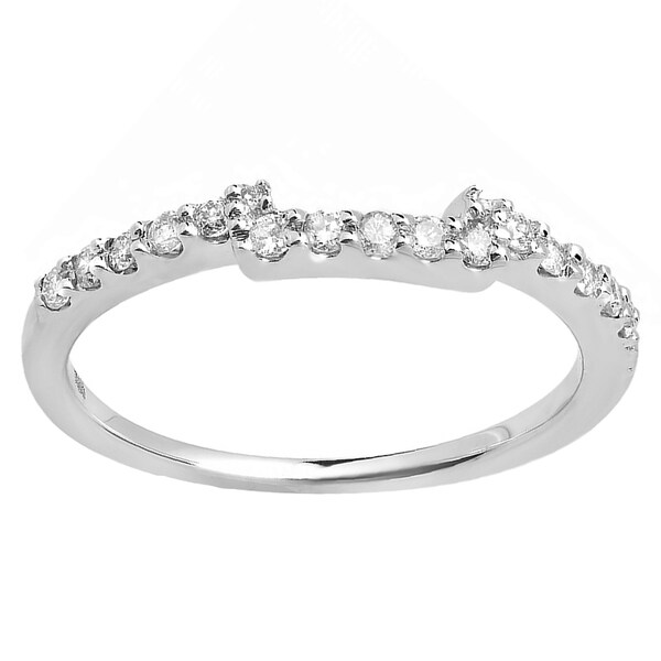 1//4ct 14K White Gold Diamond Wedding Stacker Guard Ring