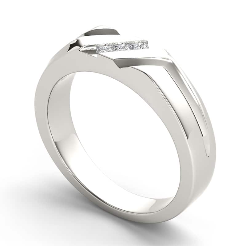 De Couer IGI Certified 14k White Gold 1/6ct TDW Mens Wedding Band