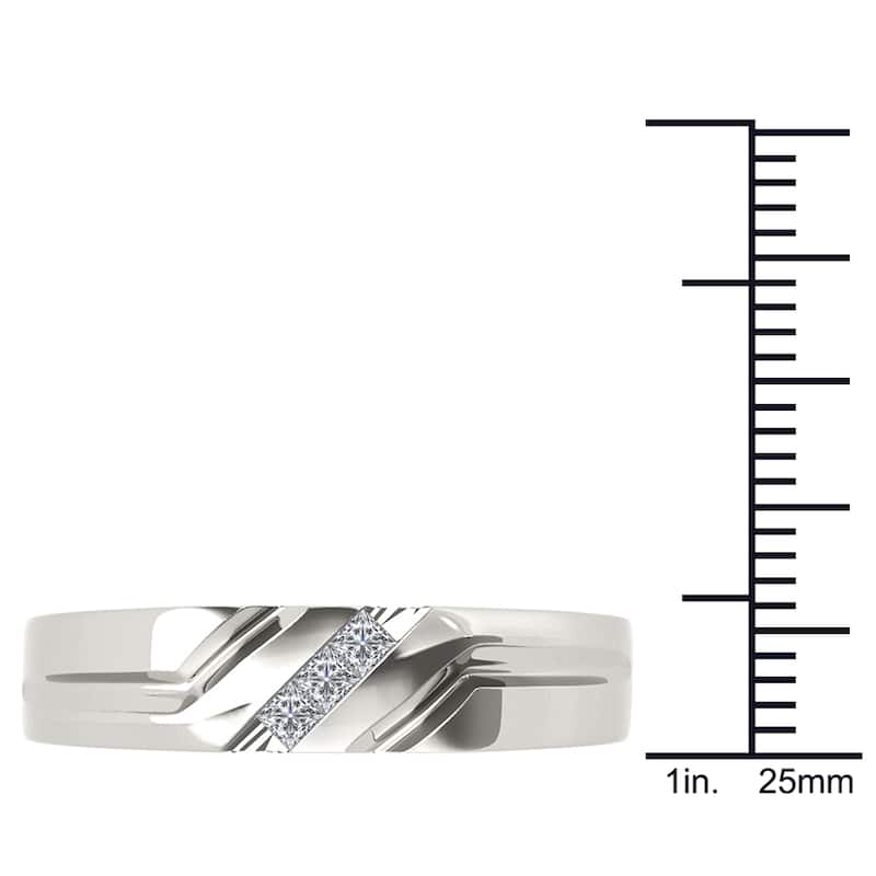 De Couer IGI Certified 14k White Gold 1/6ct TDW Mens Wedding Band
