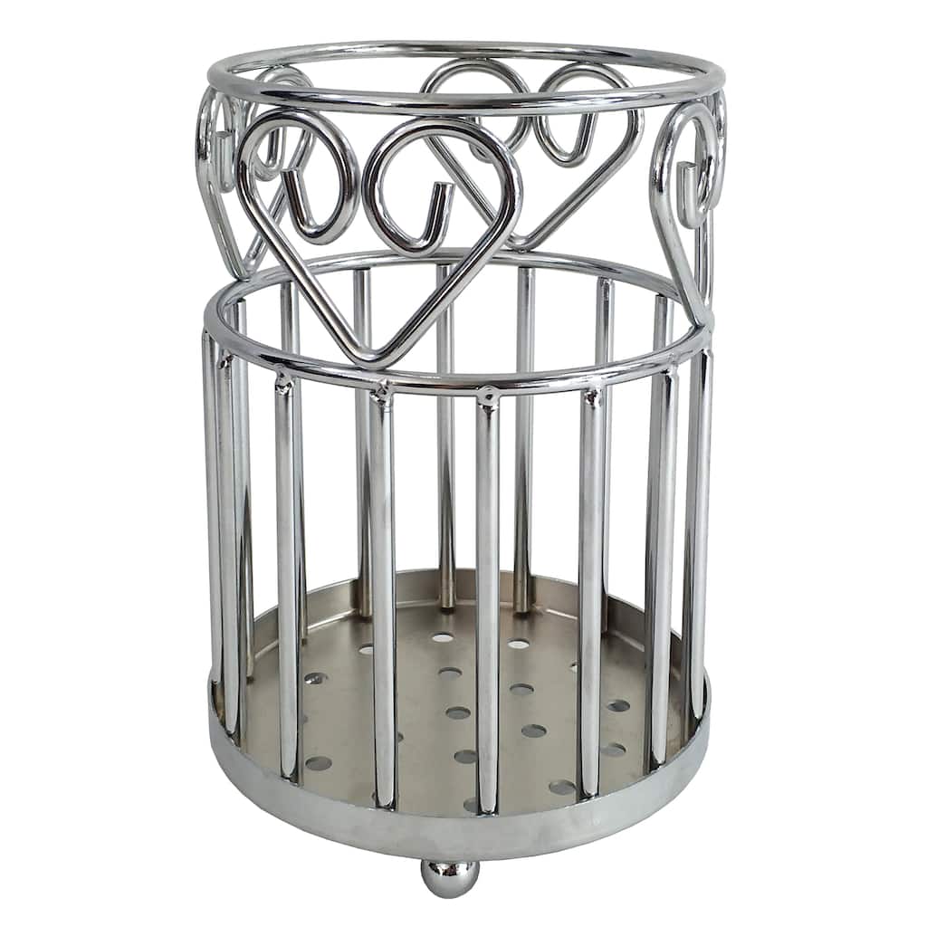 Silvertone Chrome-finished Metal Heavy-duty Utensil Holder