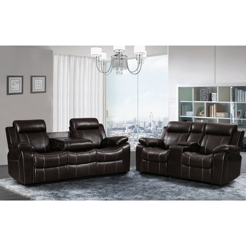 Finley Leather Gel 2-piece Living Room Reclining Set