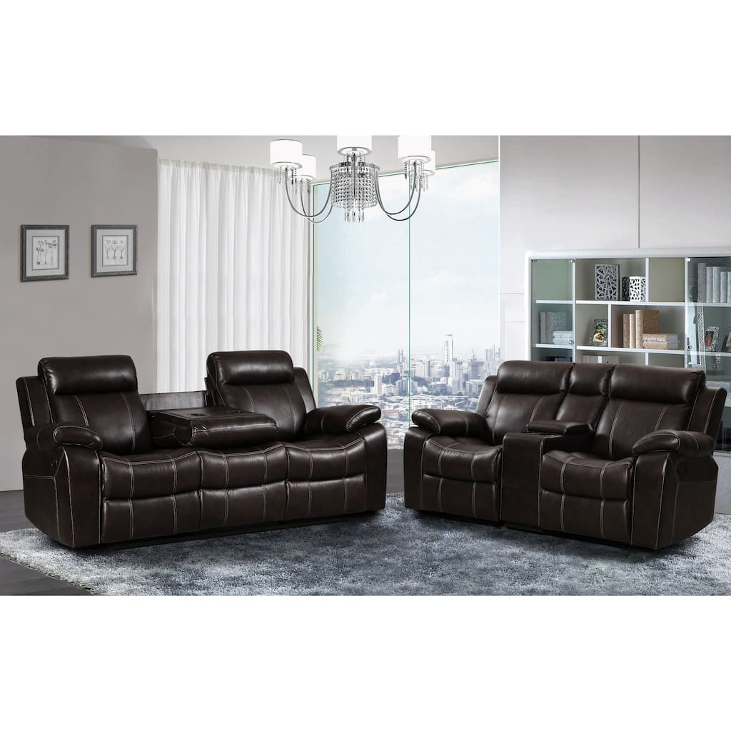 Finley Leather Gel 2-piece Living Room Reclining Set