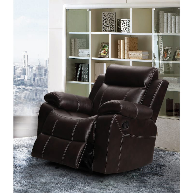 Finley Dark Brown Leather Gel Living Room Rocking Reclining Chair