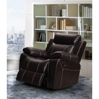 Finley Dark Brown Leather Gel Living Room Rocking Reclining Chair