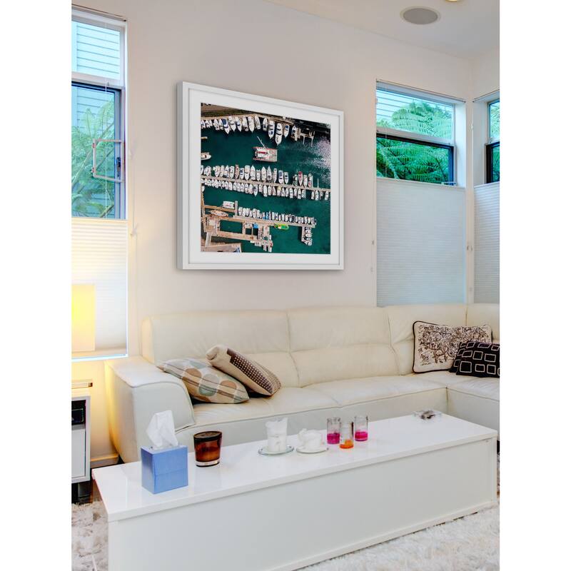 Marmont Hill - 'All Boats Docked' by Karolis Janulis Framed Painting Print - Multi-Color