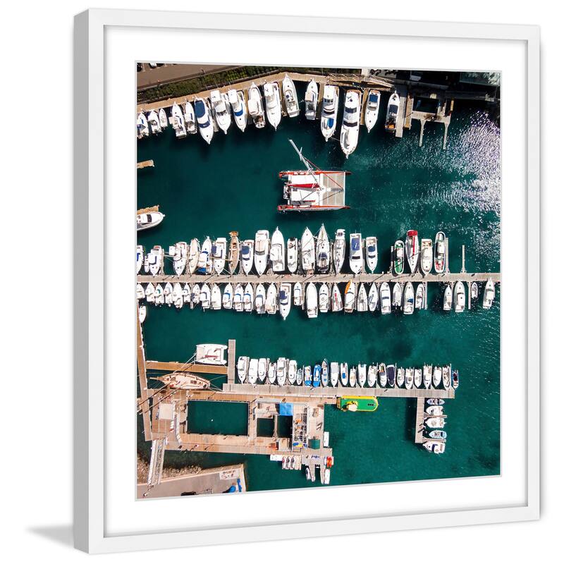 Marmont Hill - 'All Boats Docked' by Karolis Janulis Framed Painting Print - Multi-Color