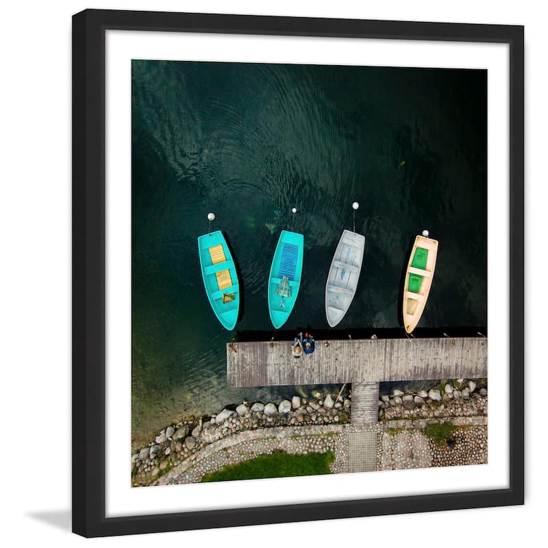 Marmont Hill - 'Four Boats' by Karolis Janulis Framed Painting Print - Multi-Color