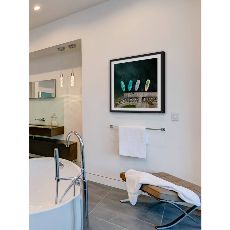 Marmont Hill - 'Four Boats' by Karolis Janulis Framed Painting Print - Multi-Color