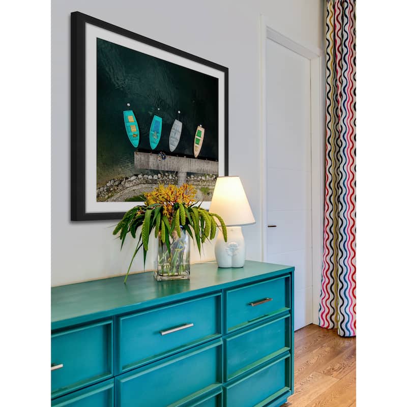 Marmont Hill - 'Four Boats' by Karolis Janulis Framed Painting Print - Multi-Color