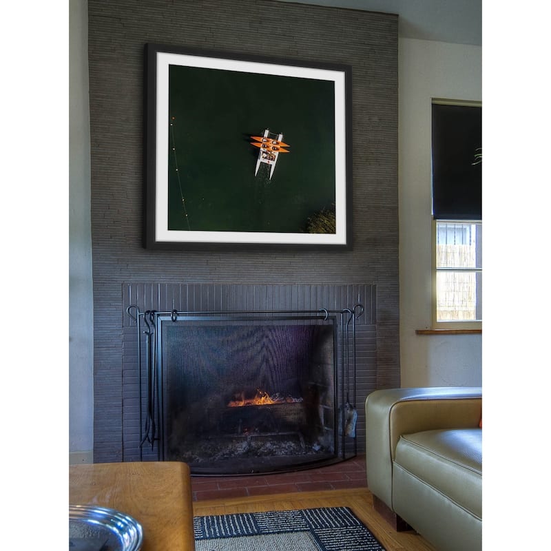 Marmont Hill - 'Orange Kayaks' by Karolis Janulis Framed Painting Print - Multi-Color