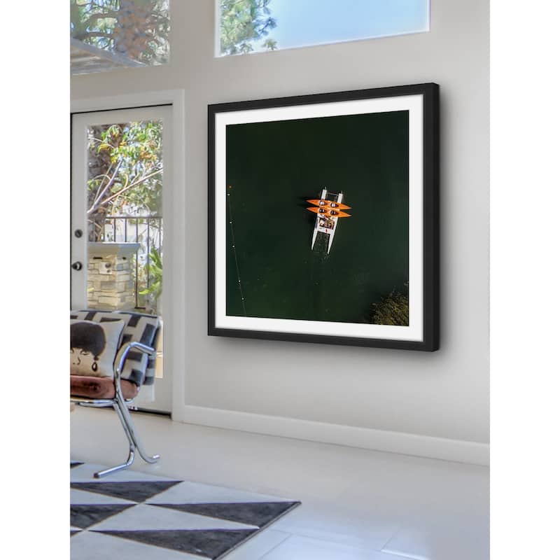 Marmont Hill - 'Orange Kayaks' by Karolis Janulis Framed Painting Print - Multi-Color