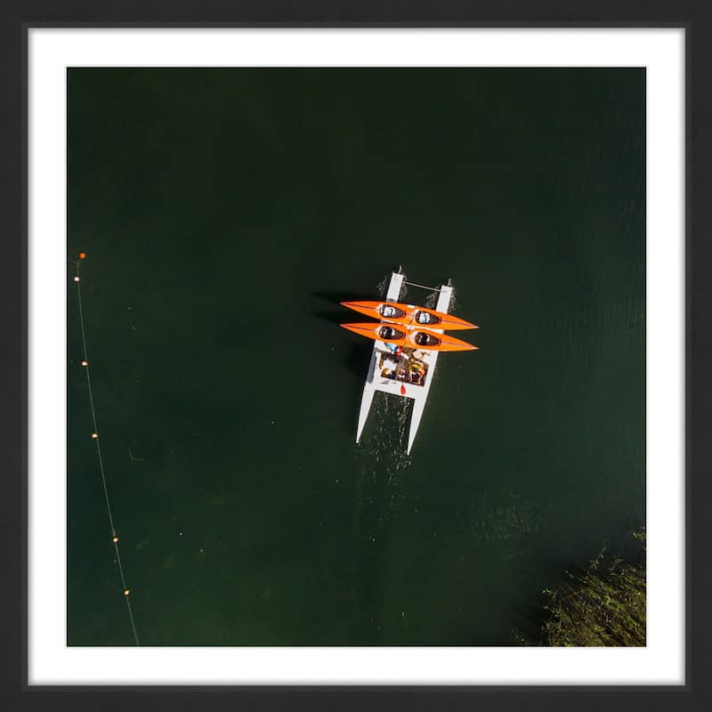 Marmont Hill - 'Orange Kayaks' by Karolis Janulis Framed Painting Print - Multi-Color
