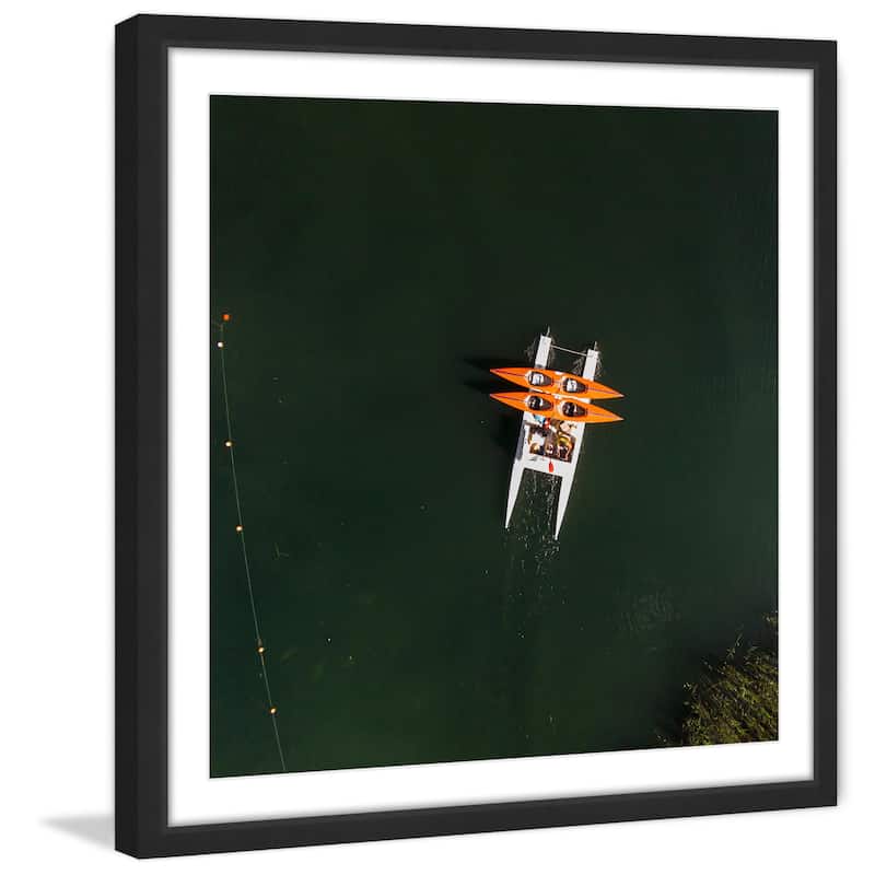 Marmont Hill - 'Orange Kayaks' by Karolis Janulis Framed Painting Print - Multi-Color