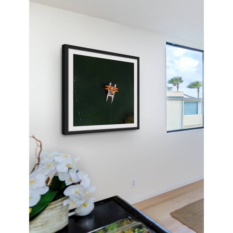 Marmont Hill - 'Orange Kayaks' by Karolis Janulis Framed Painting Print - Multi-Color