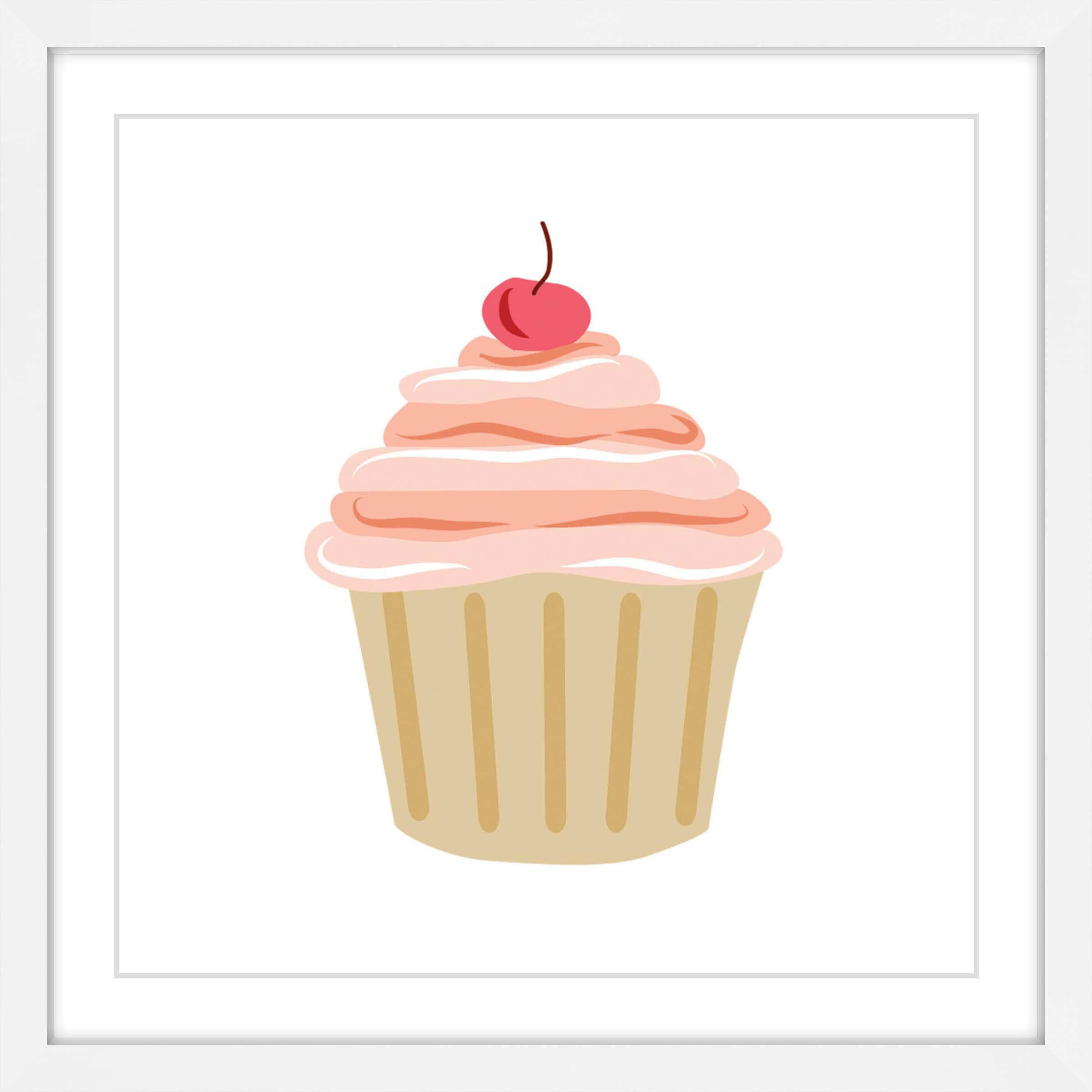 Marmont Hill - Handmade Cupcake Cherry Framed Print - On Sale