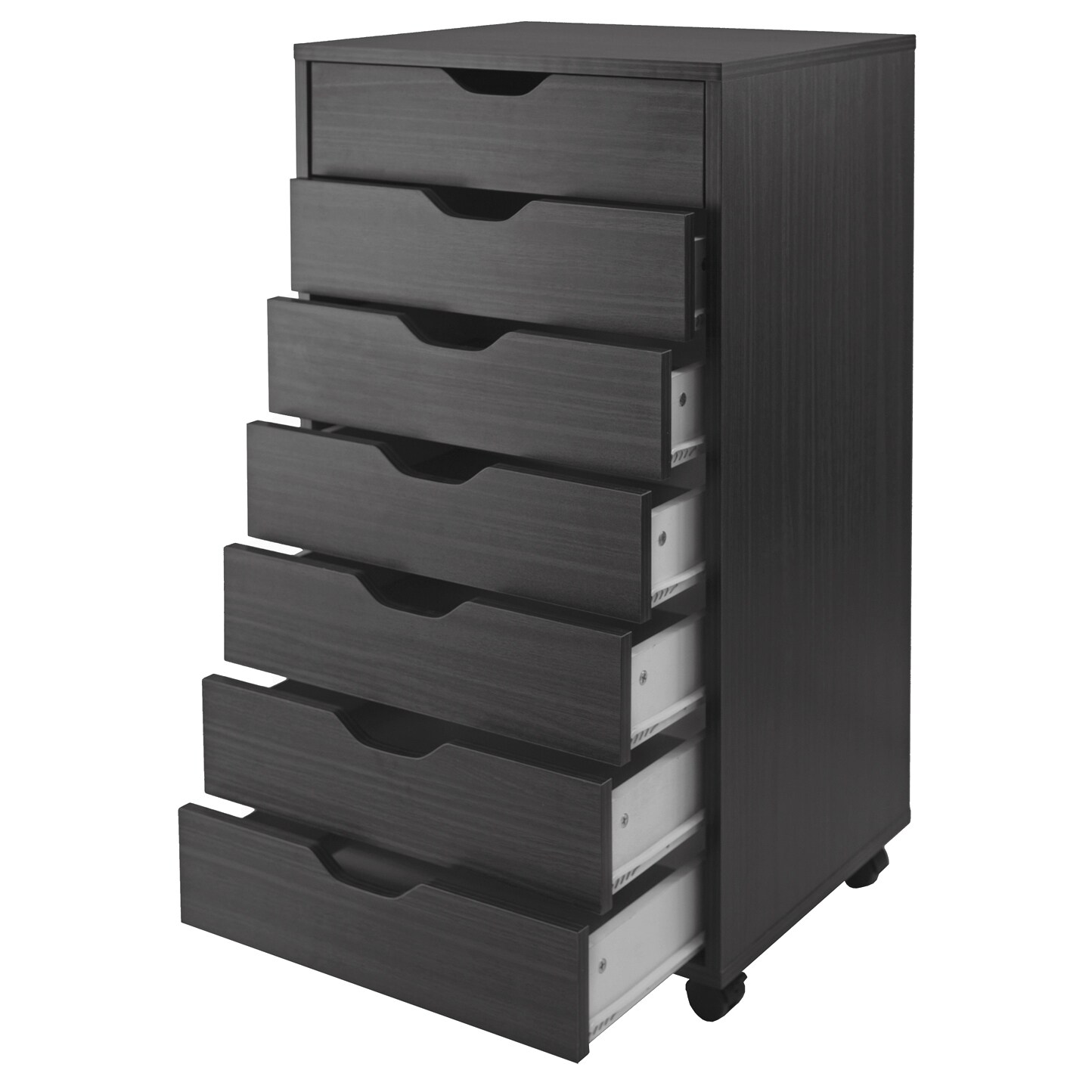 Winsome Wood 20792 19.21" X 15.98" X 35.35" Black 7 Drawer Halifax Cabinet