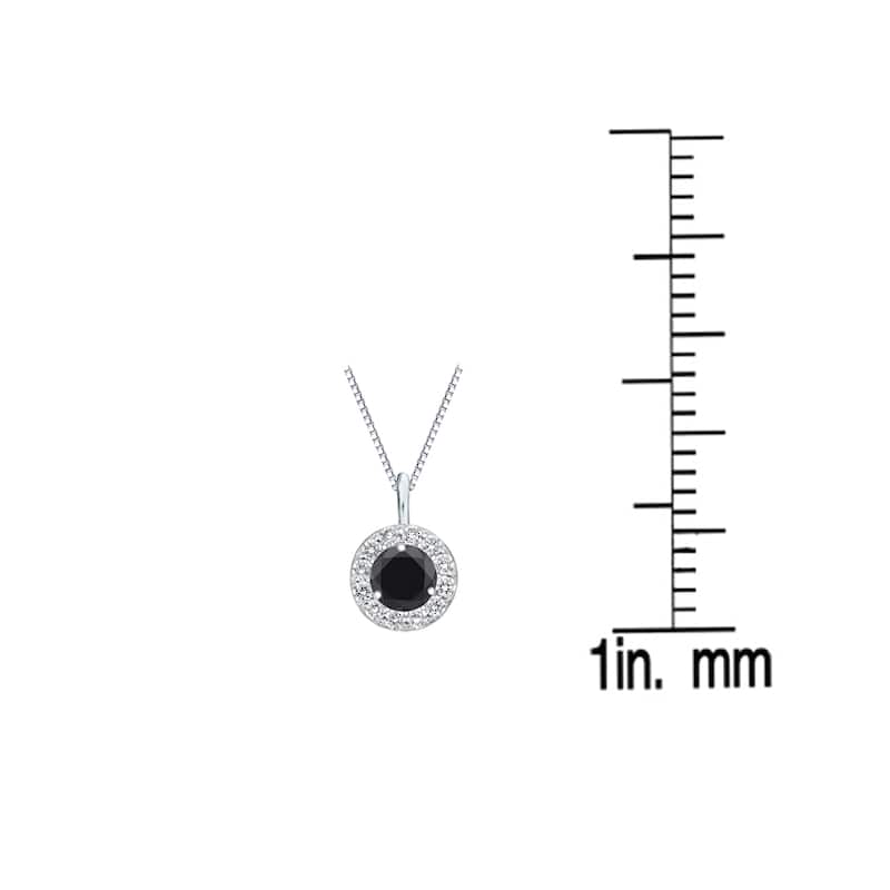 Auriya 14k Gold 1/4ctw Round-Cut Diamond Halo Black Diamond Necklace (H-I, I1-I2)