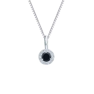 Auriya 14k Gold 1/4ctw Round-Cut Diamond Halo Black Diamond Necklace (H-I, I1-I2)